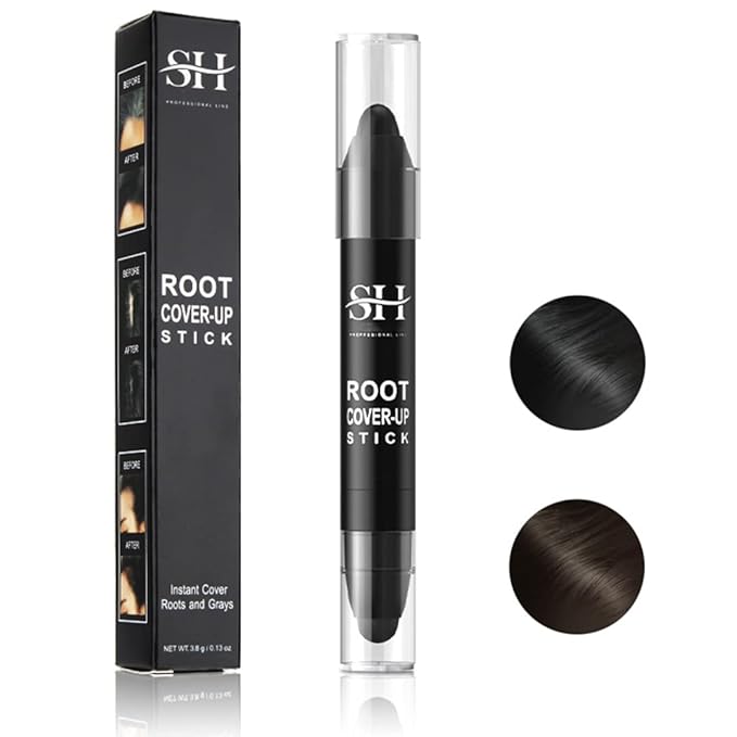 gowwim Root Touch Up Dark Brown, Quick Stick Instant Concealer for Roots and Grays (Black)