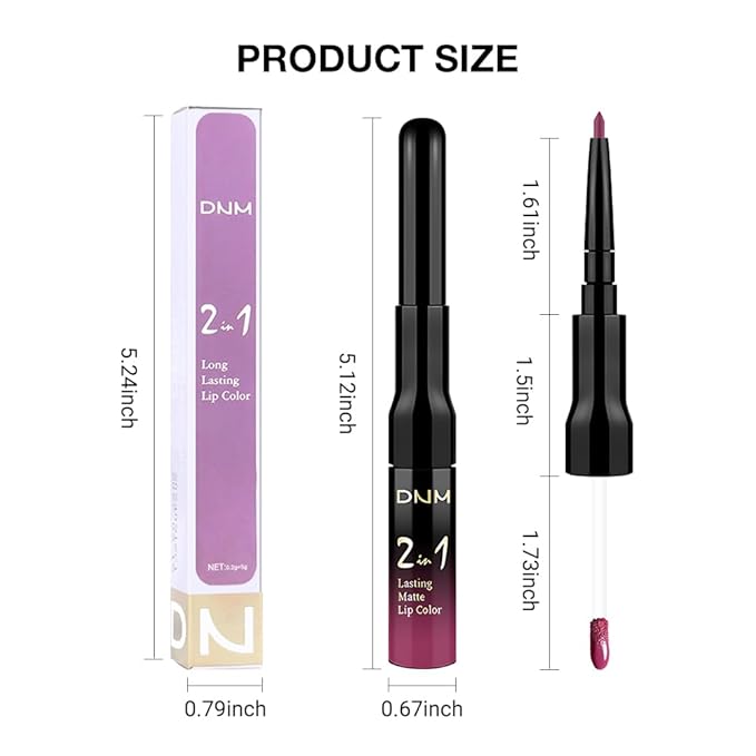 evpct 1Pcs Rose Matte Lip Liner and Liquid Lipstick Stain Makeup Set for Women, Rose Red Plum Long Lasting Smudge Proof Lipstick, 37#