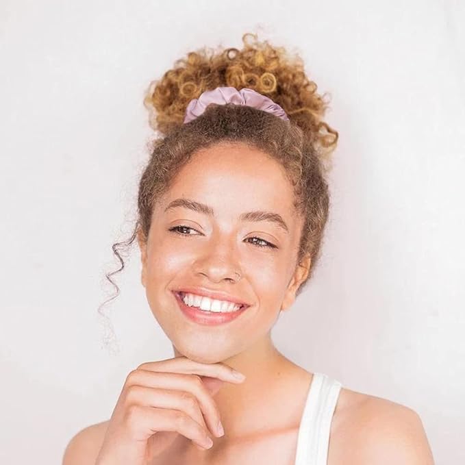 OLESILK 100% Mulberry Silk-Scrunchies for Hair Sleep, Women Grils Silk Hair Ties for Frizz & Breakage Curly Hair, No Damage, Elastics Ponytail Holder, 3 Pack