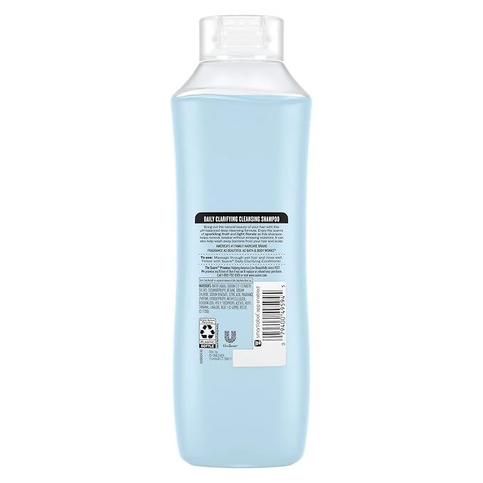 Suave Clarifying Shampoo, Family-Size 3-Pack – pH-Balanced & Hypoallergenic Daily Deep Cleansing Shampoo for Normal to Oily Hair, 22.5 Oz Ea