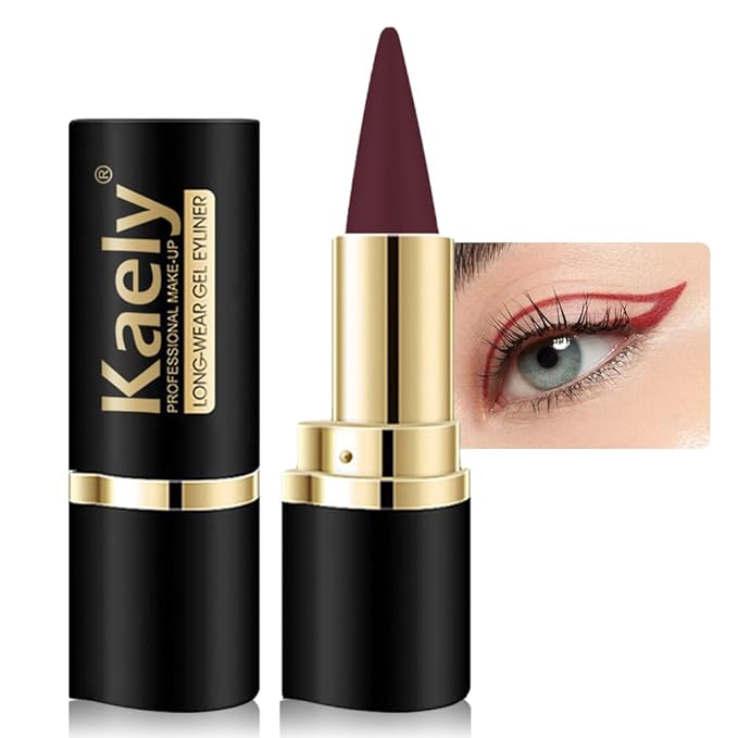 Kaely Dark Red Gel Eyeliner Pencil,Waterproof Smudge Proof Eye Liner Pen,Cat Eye Goth Halloween Makeup,Eye Black Face Paint Lipstick Crayon,Color Colorful Eyeliner Eyeshadow Stick,13