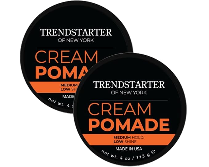 TRENDSTARTER - CREAM POMADE (4oz) (PACK of 2) - Medium Hold - Low Shine - Water-Based All-Day Hold Premium Hair Styling Pomade Putty Products