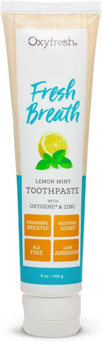 Oxyfresh Maximum Fresh Breath Lemon Mint Toothpaste - Clean Teeth & Fresh Breath - Natural Essential Oils & Natural Xylitol to Help Fight Tartar - SLS & Fluoride Free - 5 oz