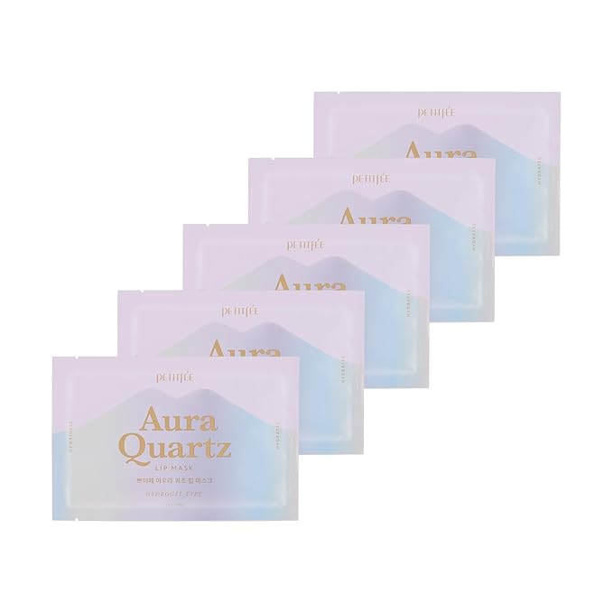 Aura Quartz Hydrogel Lip Mask 5ea - Moisturizing Lip Mask with Retinol, Peptide, Collagen, PDRN, Bakuchiol, Anti-aging Lip Care for Dry Lips, Reduces Laugh Lines, Smooth and Plump Lips