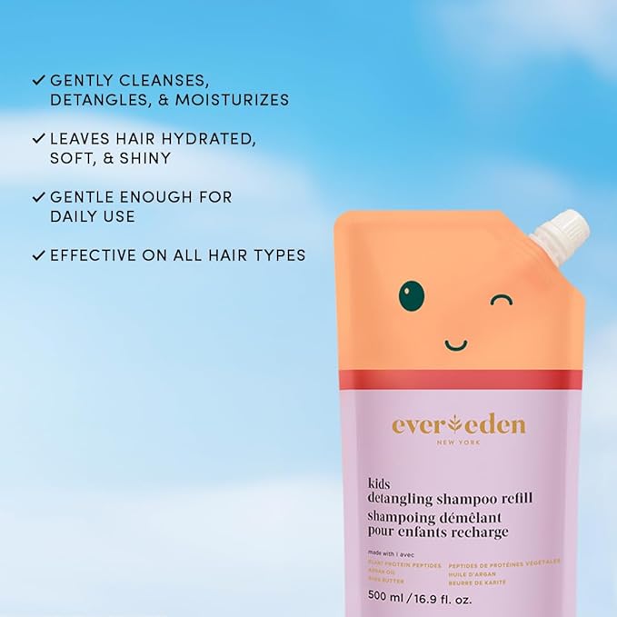 Evereden Kids Shampoo Refill, 16.9 fl oz | Detangling, Clean, Non-Toxic Ingredients | Gentle Kids Haircare
