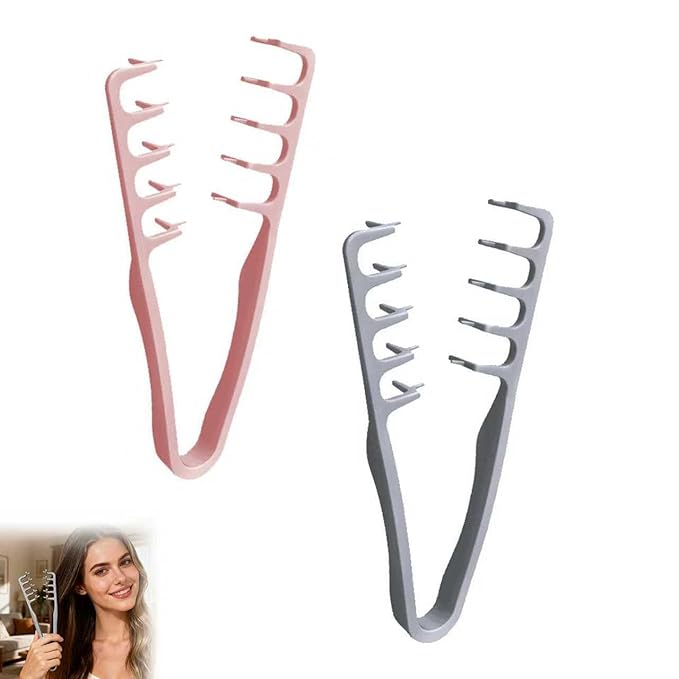 Volumizing Texture Comb – Wide Tooth Hair Styling Comb for Men & Women, Fluffy Curly Hair Comb for Volume & Fringe Parting, Anti-Frizz Styling Tool (Gray and pink)