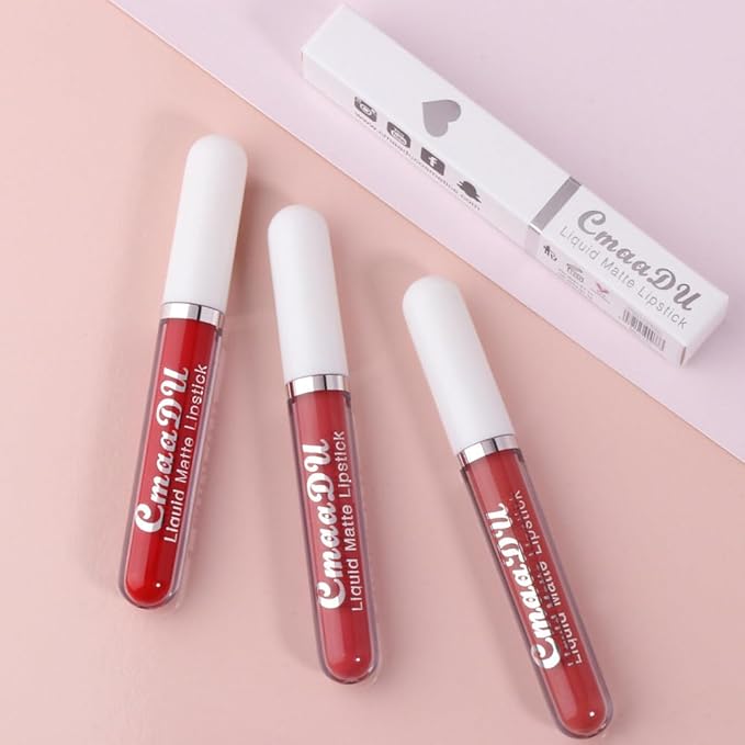 evpct 1Pcs Ruby Red Liquid Matte Lipstick Lipgloss Set for Women, labiales mate 24 horas originales matte larga duracion 24 Hour Lipstick Lip Stains Long Lasting Waterproof 24, 13#