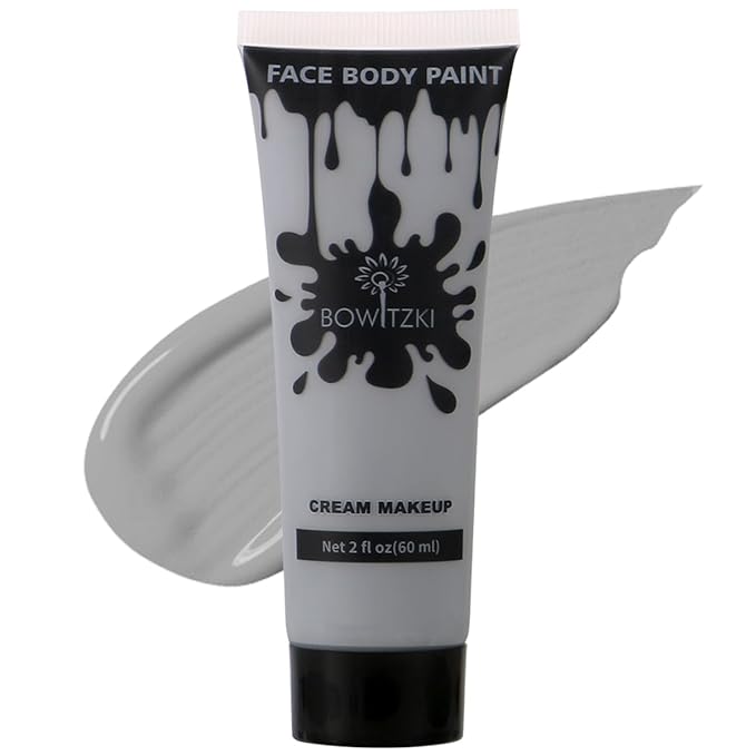 Bowitzki Face and Body Paint 2oz Cream Makeup 60ml Water Based Face Painting Special Effects For Adults Halloween Christmas Party Stage Cosplay (Grey)