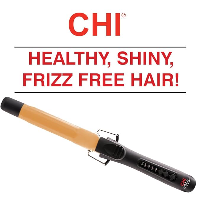 CHI Ceramic Curling Iron, Hair Curler for Smooth & Shiny Curls, Adjustable Temperature & Automatic Shut-Off, 1" Barrel, Black