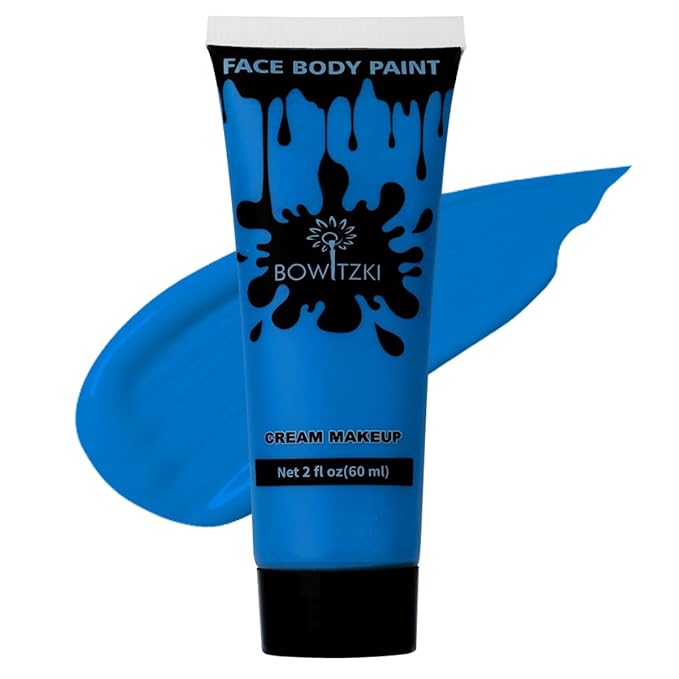 Bowitzki Face and Body Paint 2oz Cream Makeup 60ml Water Based Face Painting Special Effects For Adults Children Kids Halloween Christmas Party Stage Cosplay (Blue)