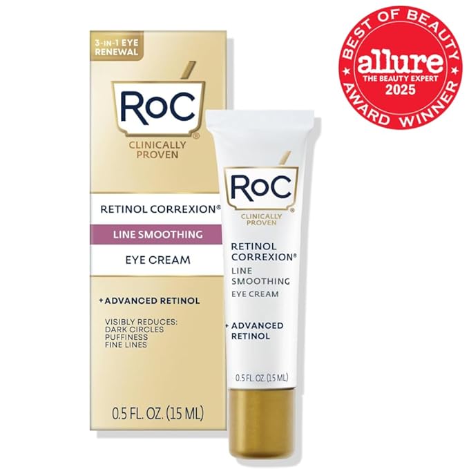 RoC Retinol Correxion Under Eye Cream for Dark Circles & Puffiness, Daily Wrinkle Cream, Anti Aging Skin Care Treatment Women and Men, 0.5 oz (Packaging May Vary)