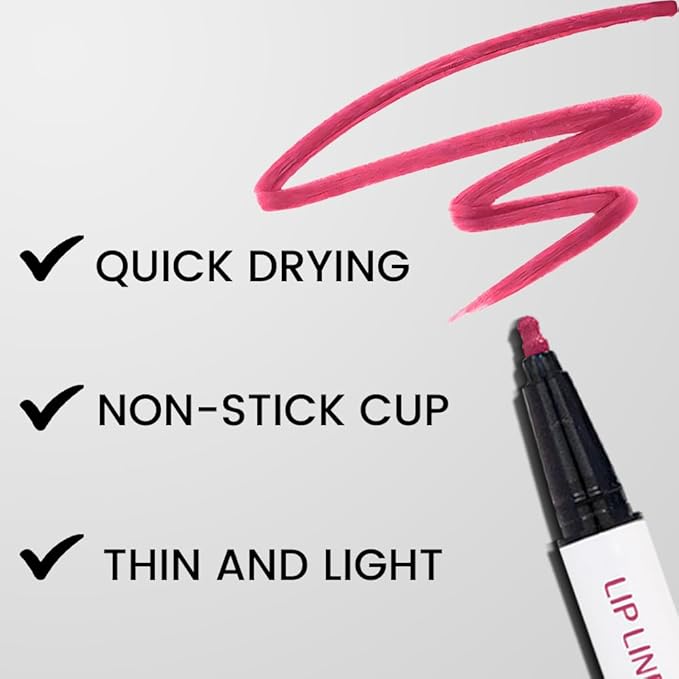 Kaely Pink Longwear Liquid Lip Liner Waterproof, 24 Hour Long Lasting Lip Liner Stain Marker Pen, 2-in-1 Matte Semi Permanent Lipliner & Lipstick, Vegan & Cruelty-Free, 02