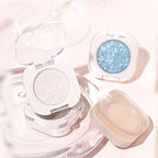 Pearl White Glitter Single Eyeshadow, Lightweight Blendable Mini Eye Shadow for Older Women, Monochrome Eyeshadow Palette Makeup Pigmented Waterproof, Vegan & Cruelty-Free, 11