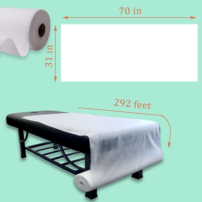 3 Roll Disposable Non-Woven Bed Sheet, 50 Pcs/Roll Massage Table Sheets, 31.5" X 70"Salon Beauty Facial Bed Cover for Massage, Lash, Tattoo Bed, Spa