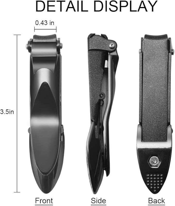 Nail Clippers for Men with Catcher, Heavy Duty Razor-Sharp Self-Collecting Nail Cutter, Ergonomic Lever for Fingernails & Toenails, Ideal Gift for Men & Grooming Gifts (Black)