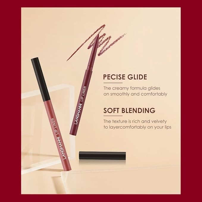 LANGMANNI 4pcs Matte Lipstick with Lipliners Durable Makeup Set,Long-Lasting Non-Stick Cup Not Fade Waterproof Pigmented Velvet Lipgloss Kit Beauty Cosmetics Makeup Gift for Girls(#2+4+6+8)