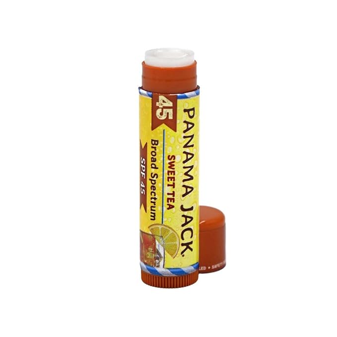 Panama Jack Sunscreen Lip Balm - SPF 45, Broad Spectrum UVA-UVB Sunscreen Protection, Prevents & Soothes Dry, Chapped Lips, Sweet Tea, 7-pack