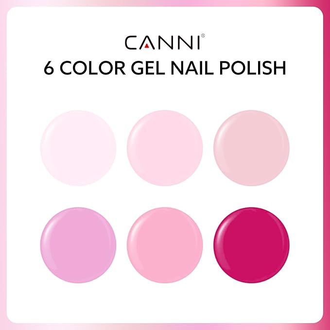 CANNI 9ml Hema-Free Gel Nail Polish Set- 6Pcs Light Pink Nail Gel Manicure Kit, Soak Off LED Polish DIY at Home Salon Gifts for Women Girls