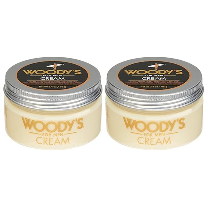 Woody's Men Hair Styling Cream - Matte Finish Clay Pomade for Men, Controls Curly & Wavy, Water-Soluble & Mild Hold Hair Clay, 3.4 oz, 2 Pack