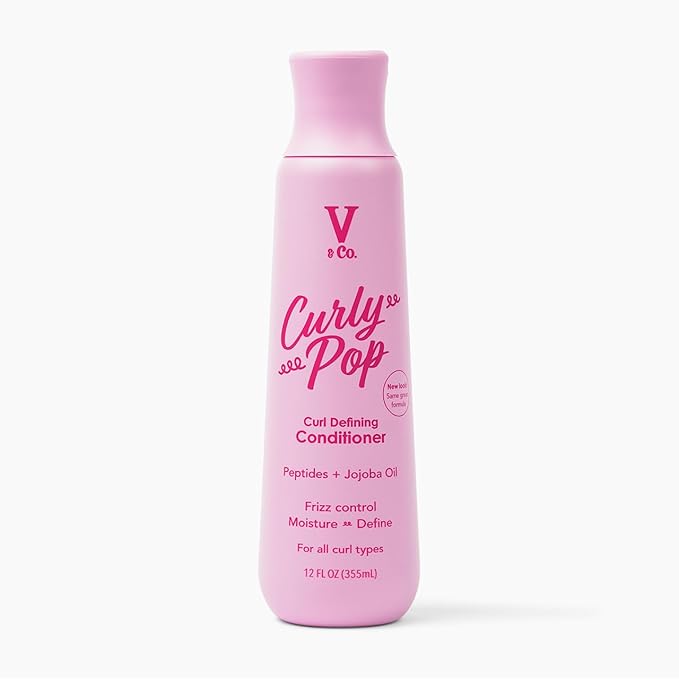 V&Co. Beauty Curly Pop Curl Defining Conditioner – Sulfate Free & Paraben Free Hydrating Hair Care with Peptides, Amino Acids & Jojoba Oil for Moisture, Frizz Control & Curl Definition – 12 fl oz