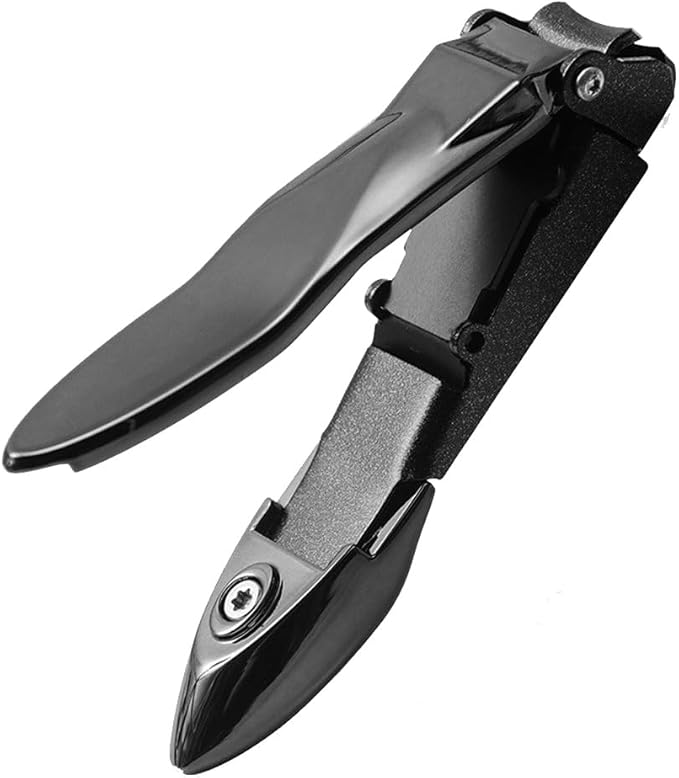 Nail Clippers for Men with Catcher, Heavy Duty Razor-Sharp Self-Collecting Nail Cutter, Ergonomic Lever for Fingernails & Toenails, Ideal Gift for Men & Grooming Gifts (Black)