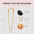 Kitsch Metal French Hair Pin for Women - Elegant Hair Accessories, Ideal for Buns & French Twist, Designed for a Secure, Comfortable Fit | Ideal Gifts for Women - 2 Pcs Gold