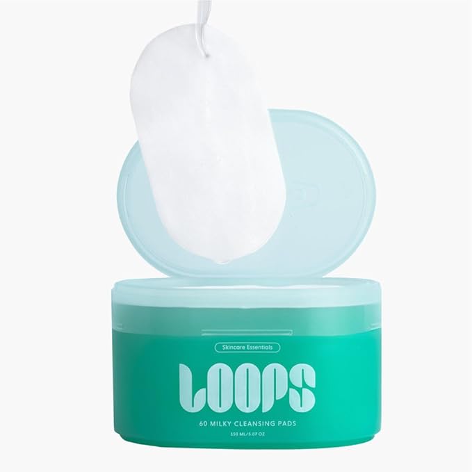 LOOPS Milky Cleanser - Deep Cleansing and Hydrating Skin Care - Pre-soaked Bamboo Pad - Facial Wash with Milky Oil Complex - Oil Cleanser for Face - Face Wash, Facial Cleansing Pads - Gifts for Women