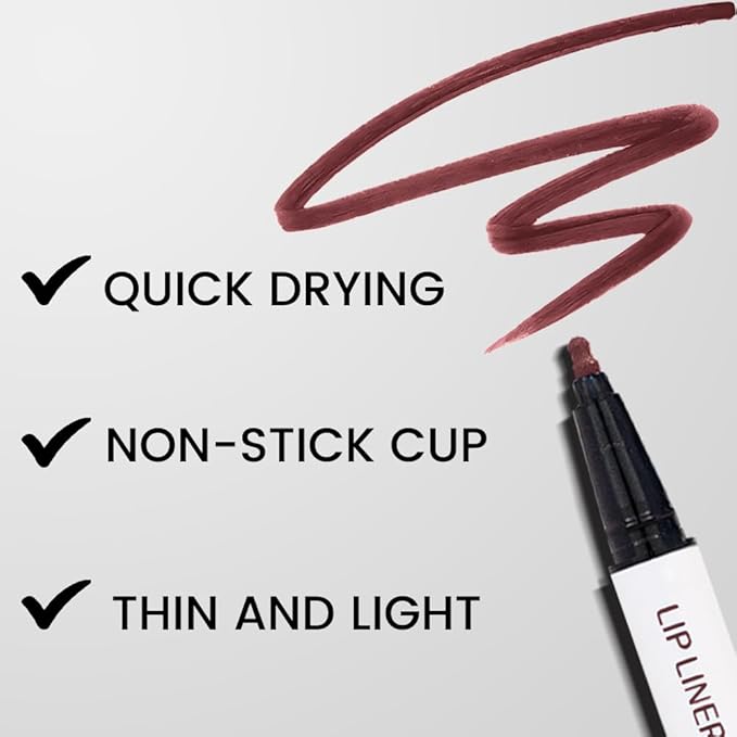 Kaely Dark Red Brown Longwear Liquid Lip Liner Waterproof, 24 Hour Long Lasting Lip Liner Stain Marker Pen, 2-in-1 Matte Semi Permanent Lipliner & Lipstick, Vegan & Cruelty-Free, 11