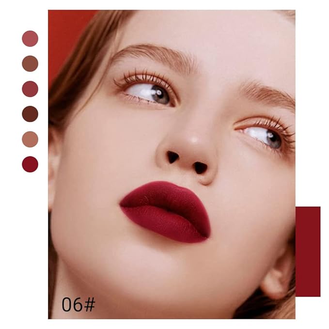 evpct 6Pcs Dark Light Nude Brown Matte Matt Liquid Lipstick Lip Gloss Glossy Set for Black Women, 24 Hour Brown Mauve Red Maroon Silky Velvet Lipstick Lip Liner set labiales matte larga duracion 24