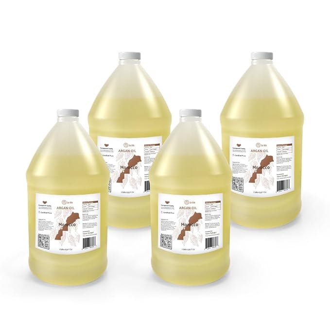 Argan Oil for Hair Growth Oil 4 Gallon (Aceite de Argan) - 100% Pure Cold Pressed Moroccan Oils - Suitable for Colored & Damaged Hair, Face, Body Oils, Nail & Scalp