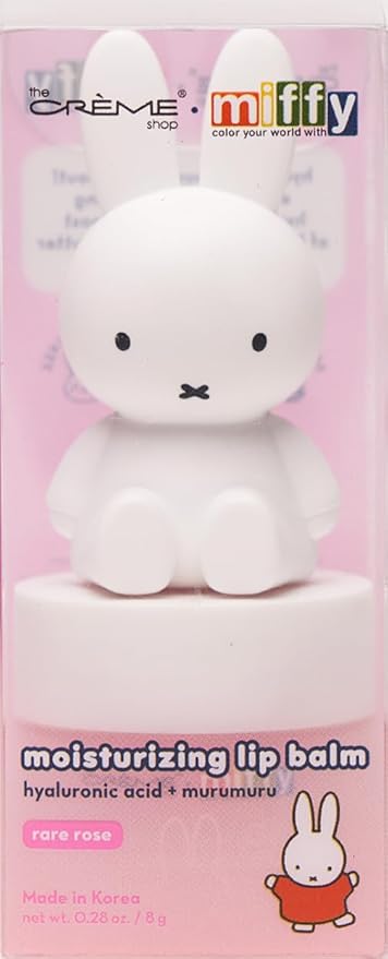 The Crème Shop Miffy Tinted Lip Balm with adorable Miffy cap, with Hyaluronic Acid and Murumuru to moisturize, soften and visibly improve chapped or dry lips - Rare Rose