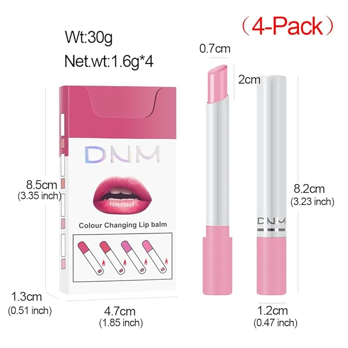 evpct 4 pk Mini Cigarette Color Changing Change Lipstick Sets PH Lip Balm Kit,DNM Litte Smoke Tube Red Lipstick Moisturizing Lip Stain Long Lasting Waterproof for Women labiales matte larga (A-Set05)
