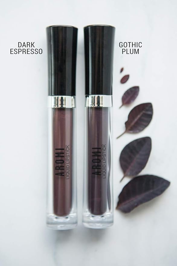 Aromi Matte Liquid Lipstick | Black Plum, Dark Lip Color, Vegan, Cruelty-free, Long-lasting, Opaque, Waterproof, Gluten Free (Gothic Plum)