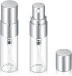 20Pcs 3ml Empty Clear Glass Mist Spray Bottle Refillable Mini Perfume Atomizer Travel Sample Bottle with Silver Aluminized Nozzle Makeup Container for Perfume (3ml Silver Caps)