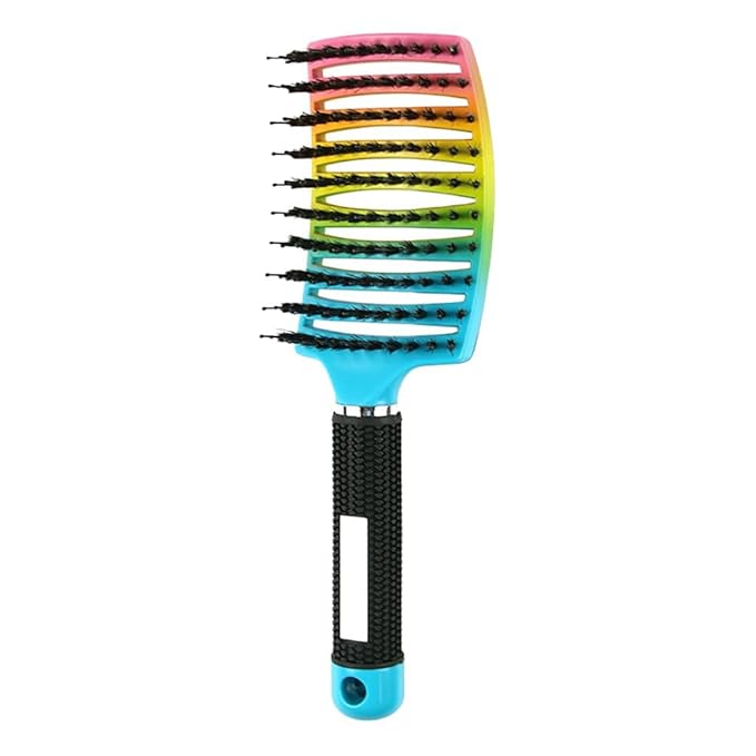 Voremy Magical Brush Detangler, Ultra Detangling Brush, For Wet Or Dry Detangling HairBrush For Men, Women And Kids, Fast Drying Styling Massage curved Hairbrush (Rainbow-A)
