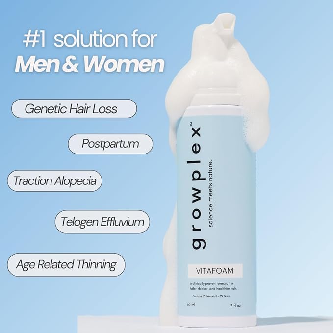 Vitafoam 5% Hair Support Foam for Men & Women – 3 Pack Bundle – DHT Defense Blend – Non-Greasy, Fast-Drying Formula for Fuller, Thicker-Looking Hair