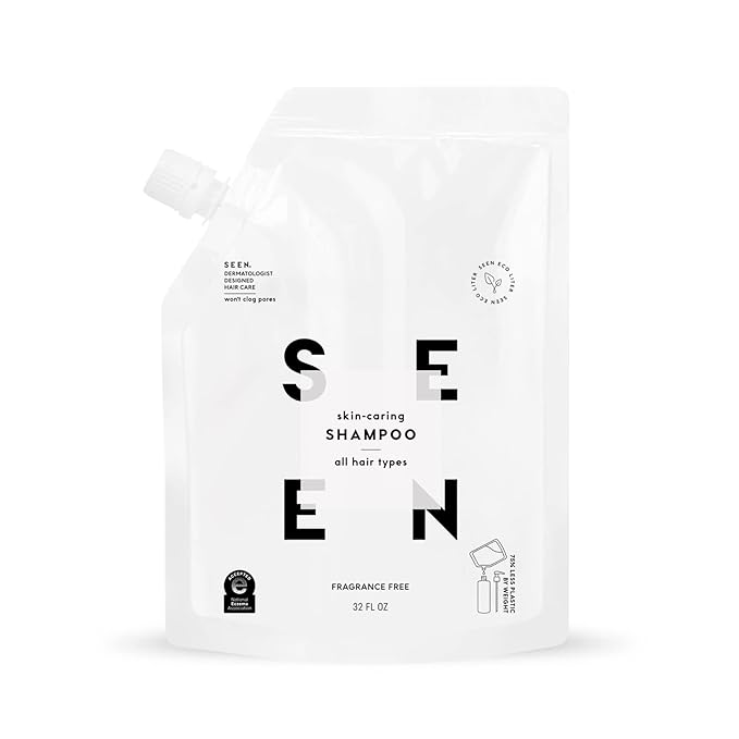 SEEN Shampoo Eco-Refill, Fragrance Free - Non-Comedogenic & Hair Shampoo- Dermatologist-Developed - Safe for Sensitive, Eczema & Acne Prone Skin