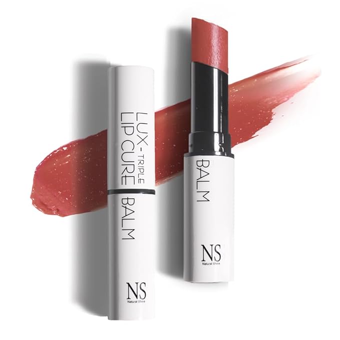 Lux Triple Lip CURE Glossy Balm (0.17oz) (HESTIA (peach milk tea)) 4 million units sold in Korea, Natural Tinted Korean Lip Balm, Petroleum/Paraben Free, Lip Butter,lip balm hydrating