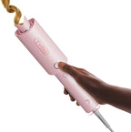 TYMO Automatic Rotating Curling Iron - TYMO CURLPRO Beach Waves Curling Wand, Portable Hair Curler, 500 Million Ionic, Dual Voltage & Lightweight for Travel, Ceramic Coating, 1 Inch, Pink
