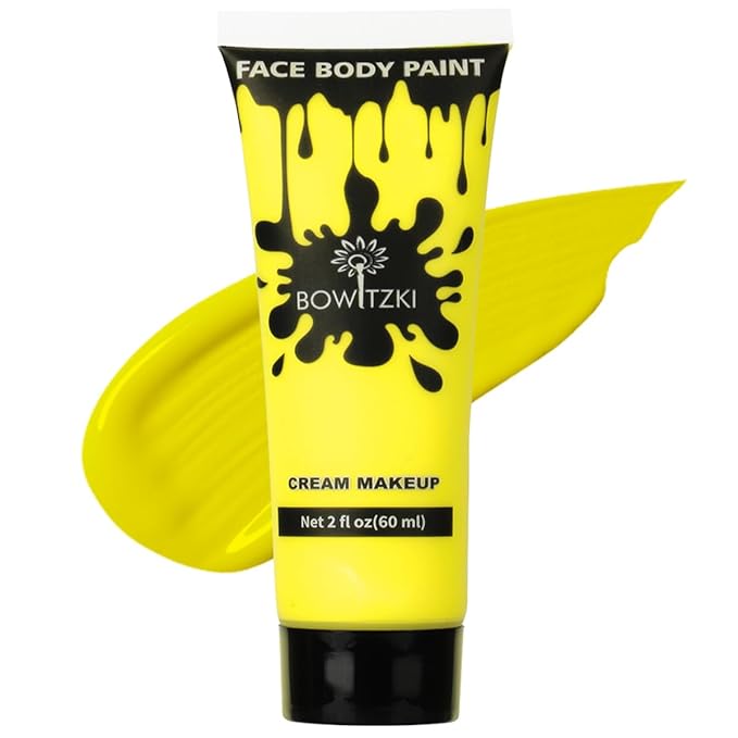 Bowitzki Face and Body Paint 2oz Cream Makeup 60ml Water Based Face Painting Special Effects For Adults Children Kids Halloween Christmas Party Stage Cosplay (Yellow)