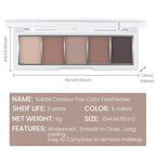 Matte Neutral Cool Brown Eyeshadow Palette,5-Color Matte Taupe Beige Clay Mocha Charcoal Shades,Blendable Long-Lasting Cool-Tone Nude Smokey Eye Shadow Palette for Daily Natural & Mature Eyes