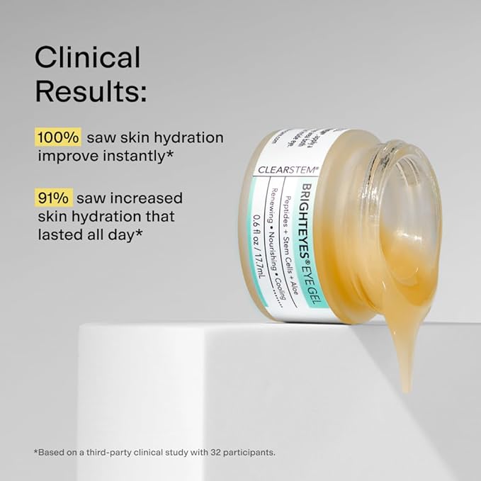 CLEARSTEM - BRIGHTEYES - Eye Gel - Nourishing Eye Cream - Cooling Gel - Stem Cells Blend - Peptides, Collagen, Aloe Vera - Gluten Free - Beauty, Self Care, Skin Care - 0.6 fl oz