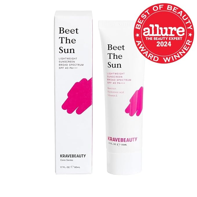KraveBeauty Beet The Sun SPF 40 – Korean-Inspired Daily Broad Spectrum Sunscreen, Non-Greasy Chemical SPF, No White Cast, Vegan & Cruelty-Free, 1.7 fl oz