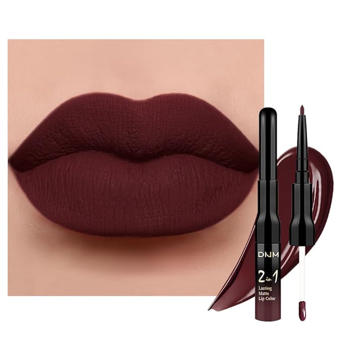 Kaely 2-in-1 Matte Lipstick and Lip Liner, Liquid Lip Stain Makeup for women Long Lasting Waterproof Smudge Proof, labiales matte mate larga duracion listip 24 hours originales, 17 Deep Red