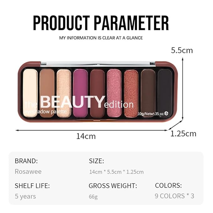 Rose Mauve Brown Eyeshadow Palette – 9 Matte & Shimmer Shades in Orchid Mauve, Berry Brown, Rose Pink & Copper – High Pigment, Blendable, Long-Lasting Natural to Glam Smokey Eye Looks