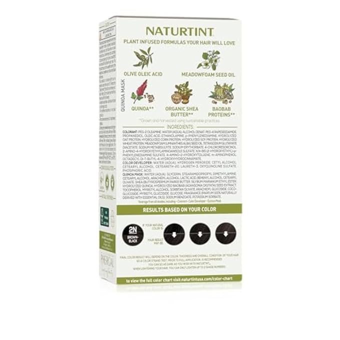 Naturtint 2N Brown Black Permanent Hair Color (Pack of 1), Ammonia Free, Vegan, Cruelty Free, up to 100% Gray Coverage, Long Lasting Results (Packaging may vary)