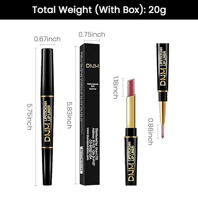 evpct 1Pcs Light Mauve Red Matte Lip Liner and Lipstick Combo Set Kit for Women, Magic Neutral Lipstick 24 Hours Original Lipsticks and Lips Liner Pencil Stain Makeup Long Lasting Waterproof, 22#