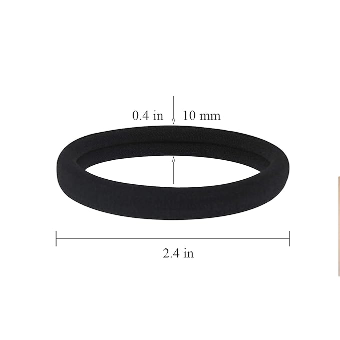 20 PCS Large Hair Ties for Thick Hair Black Hair Bands for Women Men and Girls No Damage Stretchy Ponytail Holders for Braids (5 cm in Diameter, 1 cm in Width)