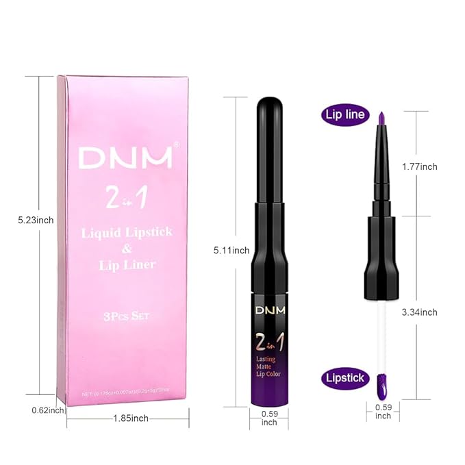 evpct 3Pcs Lavender Dark Violet Purple Matte Lip Liner & Liquid Lipstick Stain Makeup Set for Women, Lip Liner Stain Long Lasting Waterproof Smudge Proof, Cruelty Free Lip Makeup 24 hours originales