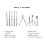 Leovard- Premium Leather Nail Grooming Kit for Men & Women | Manicure Pedicure Set 10 Pcs Stainless Steel Luxury Grooming Kit W/Genuine Full-Grain Leather Travel Carrying Case | Posh Gifts